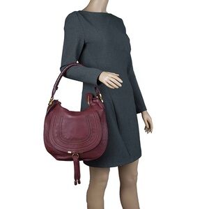 Elegant Burgundy Leather Hobo Bag
